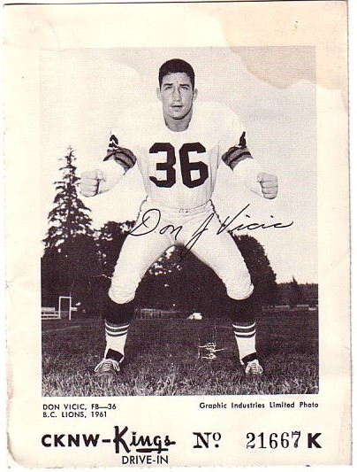 1961 CKNW CFL Kings Don Vicic